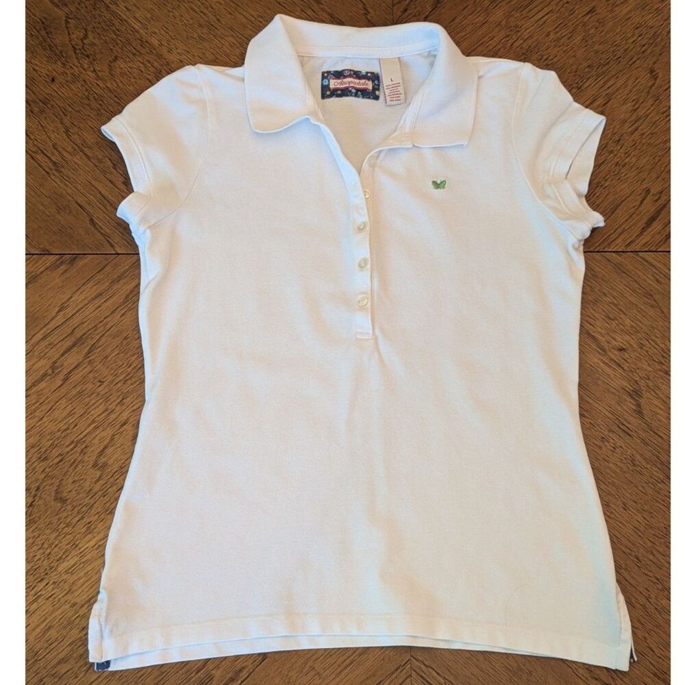 Vintage Y2K Aeropostale Crisp White Polo Juniors Size L